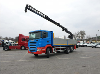 Sal/ Açık kasa kamyon, Vinçli kamyon Scania R 400 LB 6x2 HDS Budowlanka Widły Oś Skrętna Super Stan: fotoğraf 3