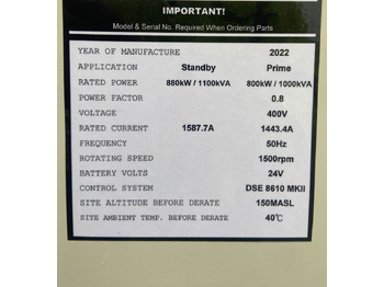 Yeni Elektrikli jeneratör Cummins KTA38-G5 - 1100 kVA Generator - DPX-18815: fotoğraf 4