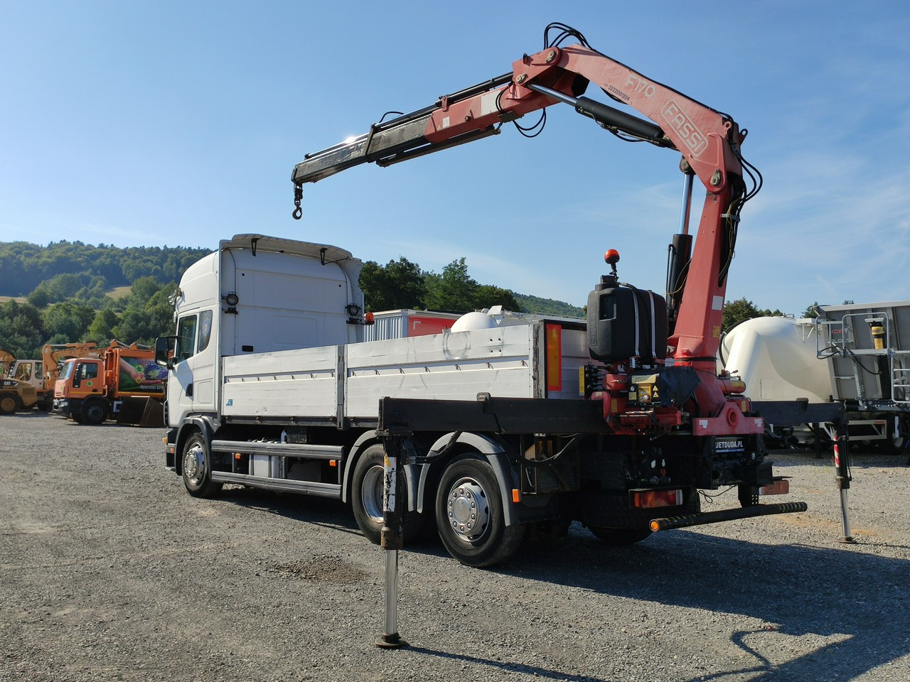 Sal/ Açık kasa kamyon, Vinçli kamyon Scania 124L 420 6x2 Retarder HDS FASSI F170 Budowlanka: fotoğraf 6