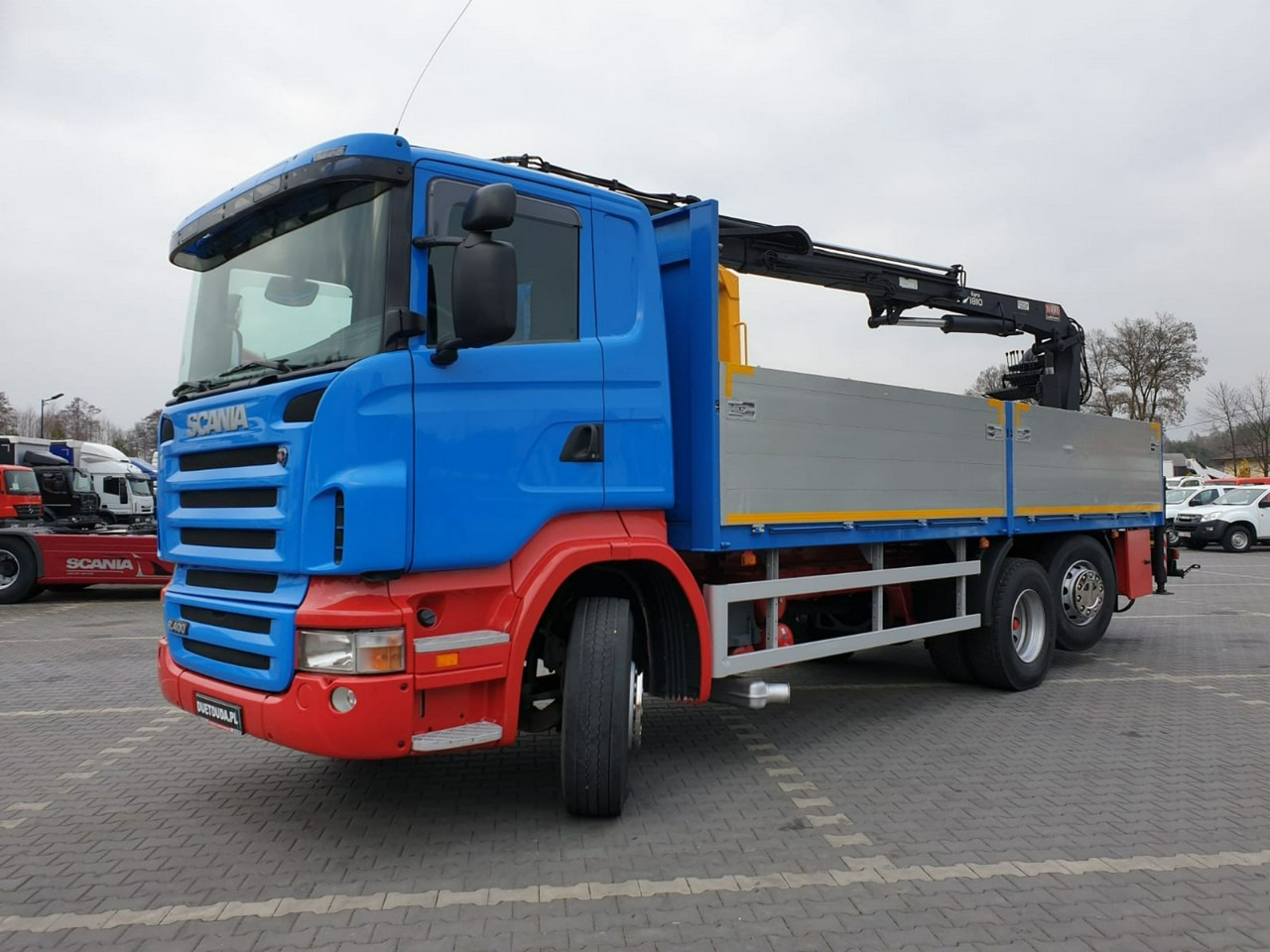 Sal/ Açık kasa kamyon, Vinçli kamyon Scania R 400 LB 6x2 HDS Budowlanka Widły Oś Skrętna Super Stan: fotoğraf 17