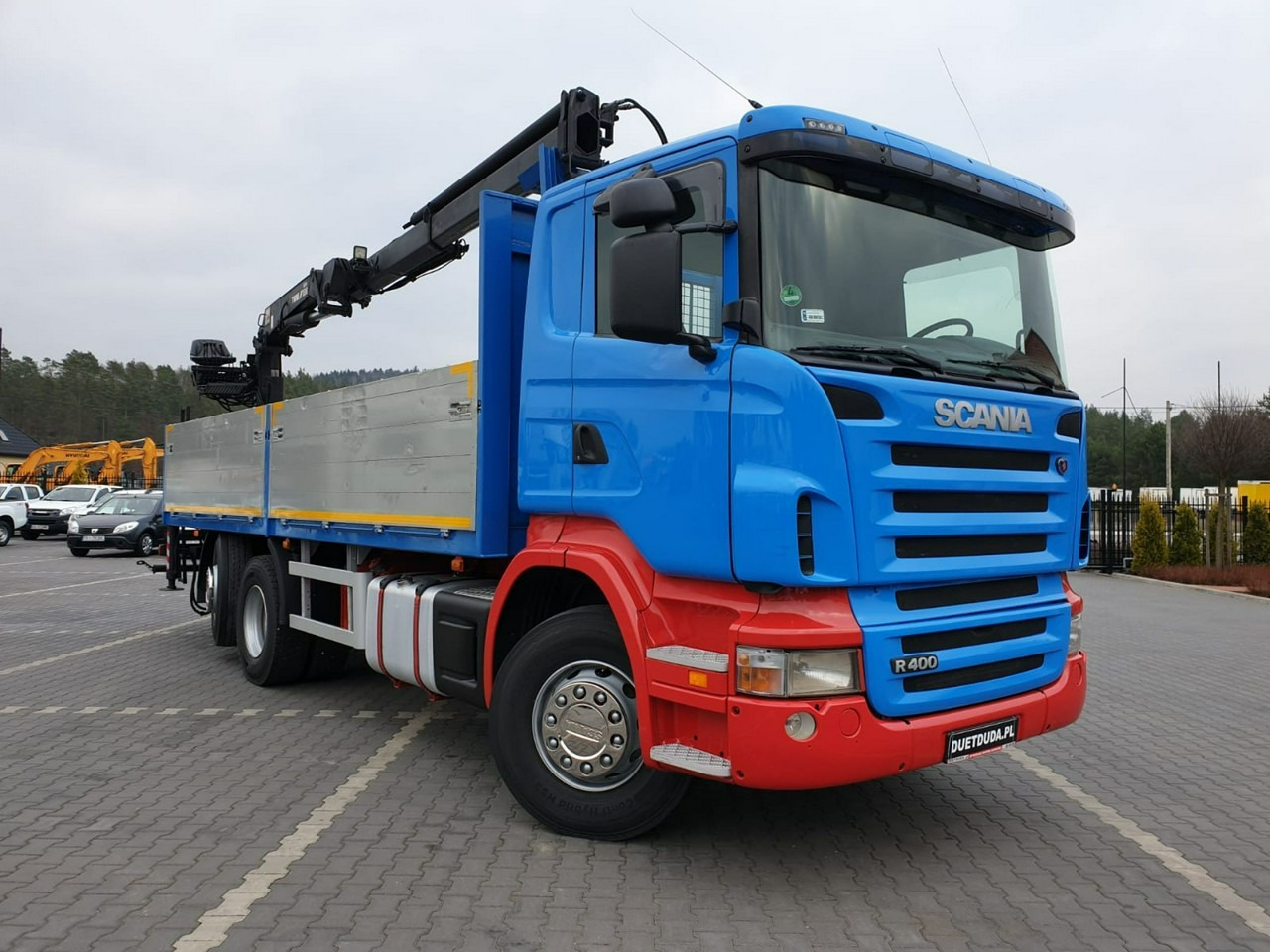 Sal/ Açık kasa kamyon, Vinçli kamyon Scania R 400 LB 6x2 HDS Budowlanka Widły Oś Skrętna Super Stan: fotoğraf 16