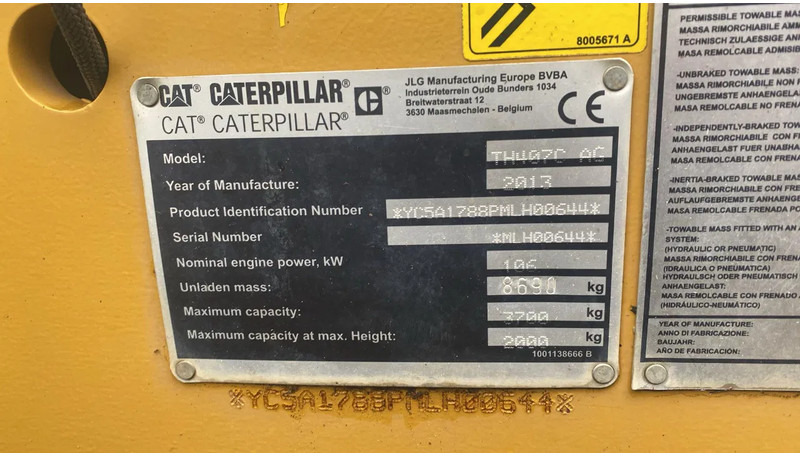 Tarım araçları Caterpillar TH 407C AG 40 km uitvoering: fotoğraf 6