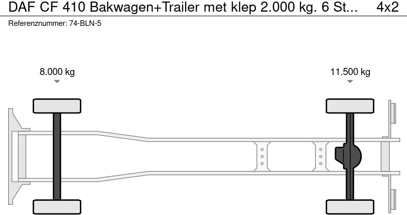 Kapalı kasa kamyon DAF CF 410 Bakwagen+Trailer met klep 2.000 kg. 6 Stuks in voorraad. Price 49.500,-- euro netto.: fotoğraf 18