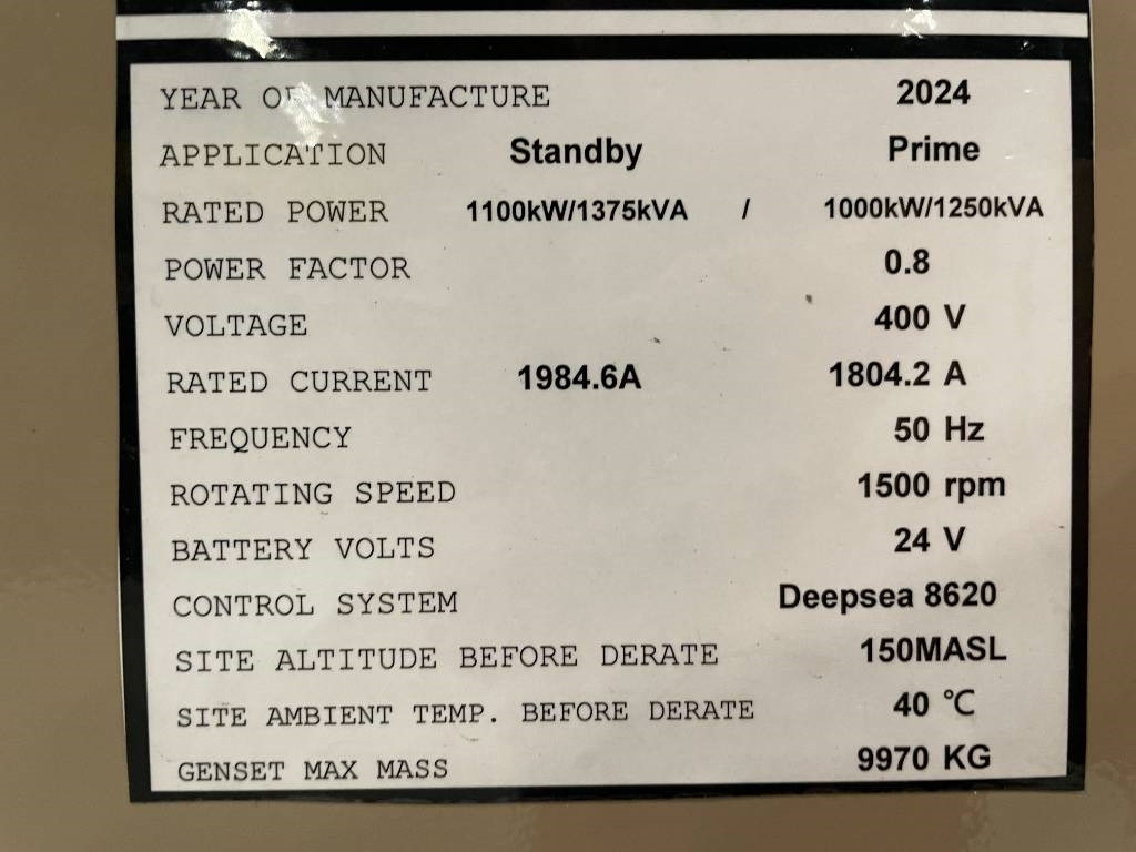 Yeni Elektrikli jeneratör Cummins KTA50-G3 - 1.375 kVA Generator - DPX-18818-O: fotoğraf 19