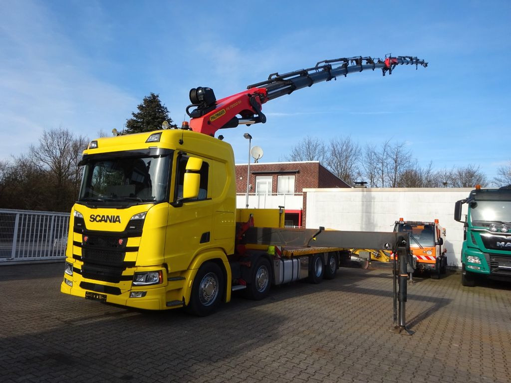 Vinçli kamyon, Sal/ Açık kasa kamyon Scania R500 V8 + PK 72002 + JIB + Seilwinde 8x2: fotoğraf 6