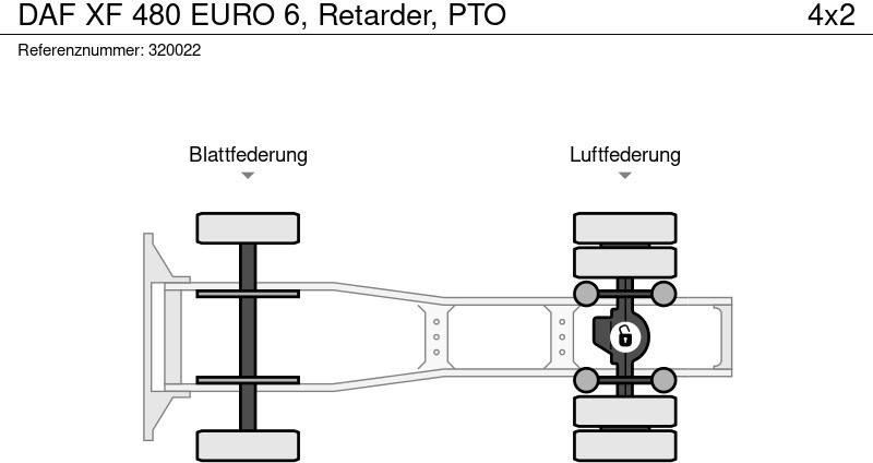Çekici DAF XF 480 EURO 6, Retarder, PTO: fotoğraf 12