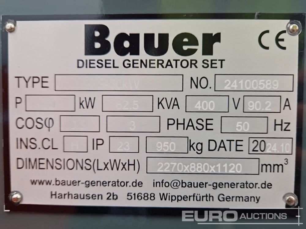 Elektrikli jeneratör Unused Bauer GFS-50KW: fotoğraf 13